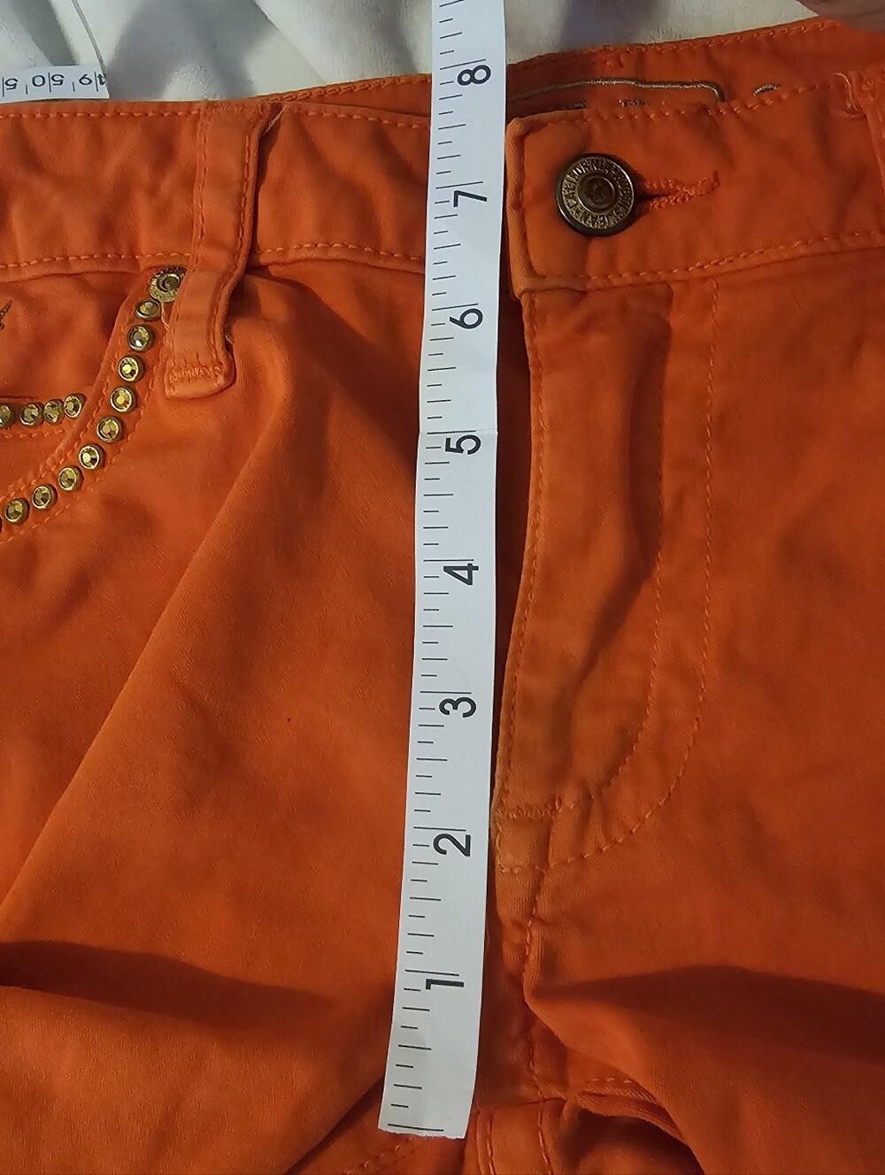 Vintage Robin's Jeans Tangerine Marilyn With Aurum Crystals  Low-Rise 30x34 - Picture 5 of 11